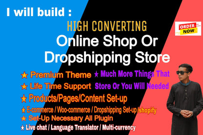 Build website, Store Design, Automated Dropshipping Store, Ecommerce Store, One Product Store, Pre Built Store